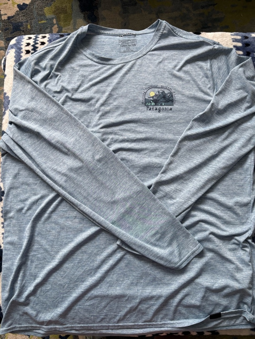 Patagonia Men’s Long-Sleeve Crew Tee — Heathered Light Blue